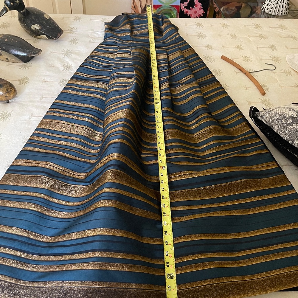 Kay Unger Navy and Gold Striped Halter Wedding Guest Gown - Picture 13 of 15